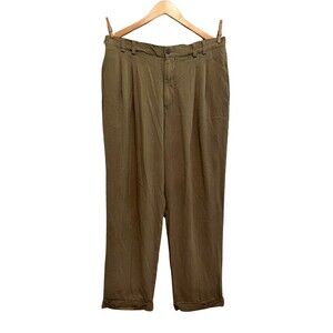 Tommy Bahama Men's Silk Dress Pants Relaxed Brown Olive Green Cuffed  Pleated 35